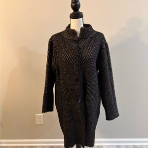 Andrea Jovine Striped Black and Brown Coat